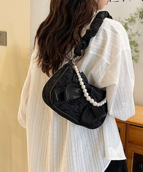 FREE STYLISTS(フリー スタイリスト)の「リボン レース パール クラッチバッグ パーティー・宴会・デイリー 結婚式(ショルダーバッグ・レディース・ホワイト/ブラック・FREE)」の6枚目の写真