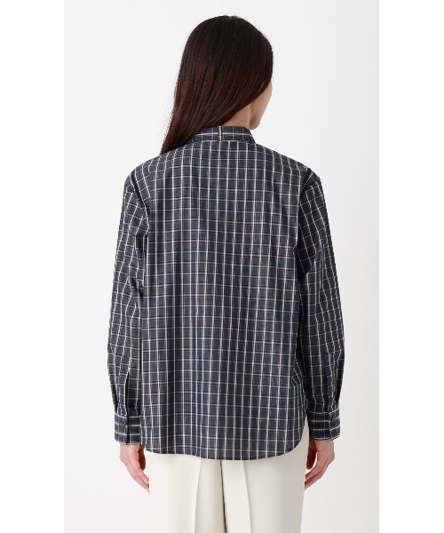 AOYAMA(アオヤマ)の「バンドカラーボウタイブラウス【長袖】【2WAY】2通りの着こなしを楽しめる華やかトップス(シャツ/ブラウス・レディース・ネイビー/ブラウン・L/M)」の5枚目の写真