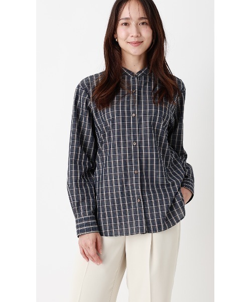 AOYAMA(アオヤマ)の「バンドカラーボウタイブラウス【長袖】【2WAY】2通りの着こなしを楽しめる華やかトップス(シャツ/ブラウス・レディース・ネイビー/ブラウン・L/M)」の9枚目の写真