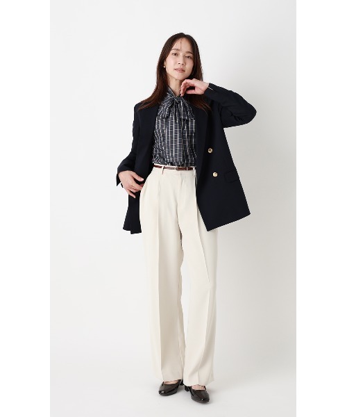 AOYAMA(アオヤマ)の「バンドカラーボウタイブラウス【長袖】【2WAY】2通りの着こなしを楽しめる華やかトップス(シャツ/ブラウス・レディース・ネイビー/ブラウン・L/M)」の11枚目の写真