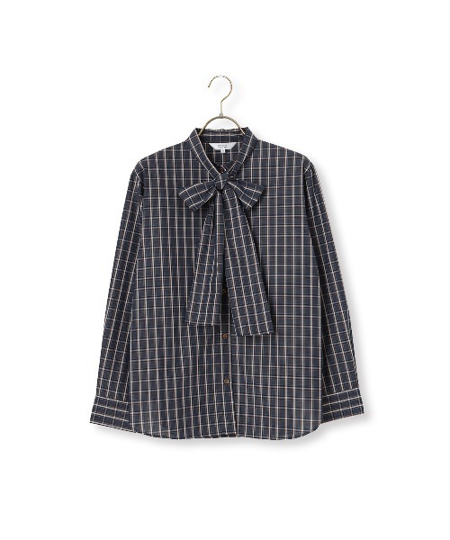 AOYAMA(アオヤマ)の「バンドカラーボウタイブラウス【長袖】【2WAY】2通りの着こなしを楽しめる華やかトップス(シャツ/ブラウス・レディース・ネイビー/ブラウン・L/M)」の13枚目の写真