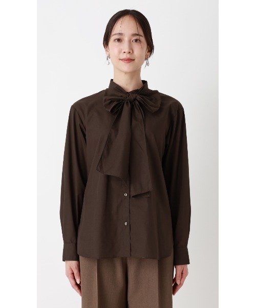 AOYAMA(アオヤマ)の「バンドカラーボウタイブラウス【長袖】【2WAY】2通りの着こなしを楽しめる華やかトップス(シャツ/ブラウス・レディース・ネイビー/ブラウン・L/M)」の17枚目の写真
