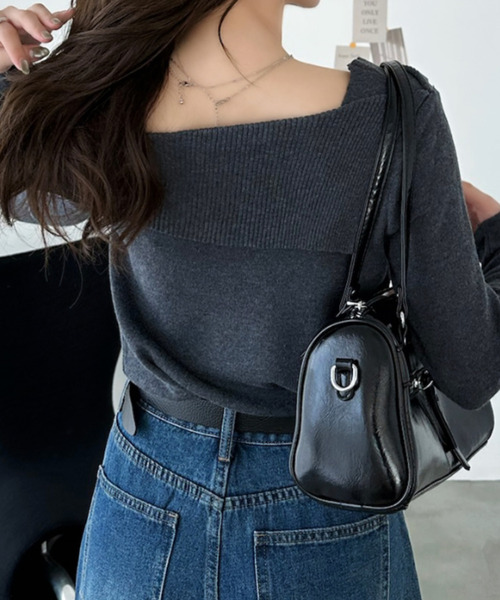 Eclat one(エクラワン)の「【Eclat one】アシメカラー 細リブ ロングスリーブ ニット(ニット/セーター・レディース・ブラック/グレー/アイボリー・FREE)」の16枚目の写真
