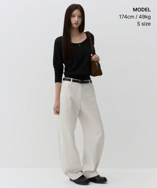 MUSINSA STANDARD WOMAN（ムシンサスタンダードウーマン）の「ウィメンズエッセンシャルスcoopネックニット[ブラック]（ニット/セーター・レディース・その他・X-SMALL/SMALL/MEDIUM/LARGE）」の2枚目の写真