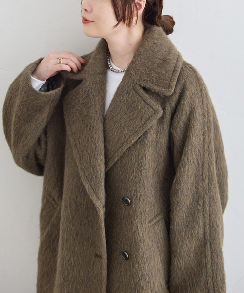 journal standard L'essage(ジャーナルスタンダードレサージュ)の「BALLI シャギーダブルコート(その他アウター・レディース・キャメル/ネイビー/カーキ・36/38)」の2枚目の写真
