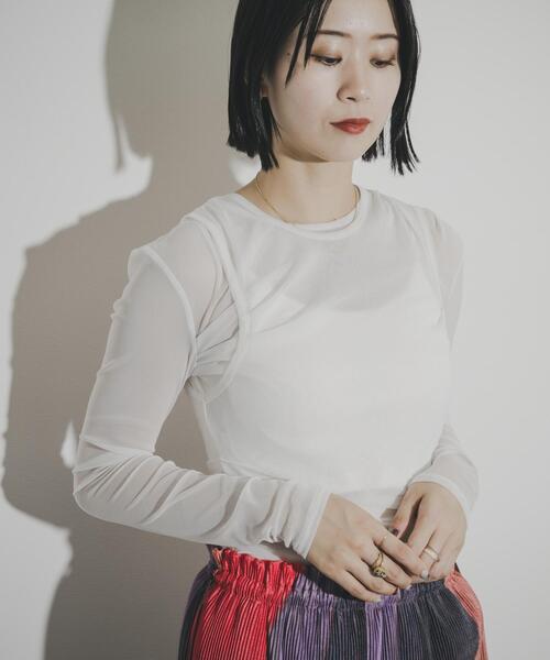 THE GOODLAND MARKET(ザグッドランドマーケット)の「cwtch SHEER RANDOM TUCK LONG TEE(Tシャツ/カットソー・レディース・ブラック/ライトブルー/ホワイト・FREE)」の13枚目の写真
