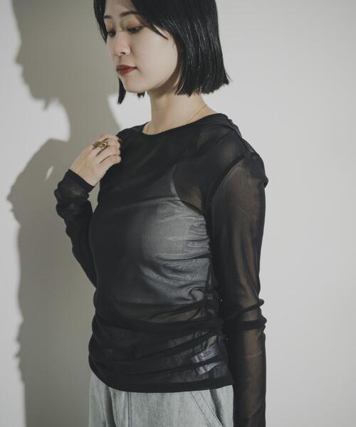 THE GOODLAND MARKET(ザグッドランドマーケット)の「cwtch SHEER RANDOM TUCK LONG TEE(Tシャツ/カットソー・レディース・ブラック/ライトブルー/ホワイト・FREE)」の22枚目の写真