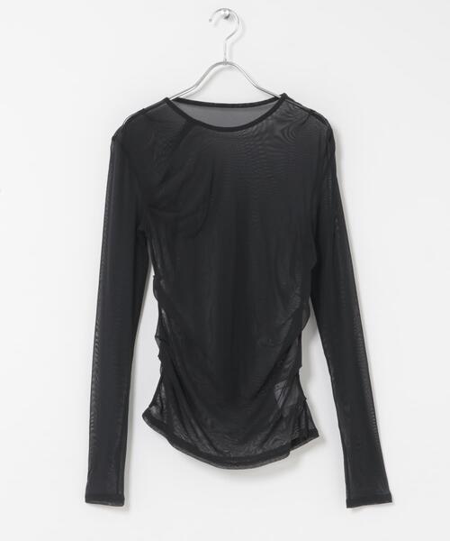 THE GOODLAND MARKET(ザグッドランドマーケット)の「cwtch SHEER RANDOM TUCK LONG TEE(Tシャツ/カットソー・レディース・ブラック/ライトブルー/ホワイト・FREE)」の4枚目の写真
