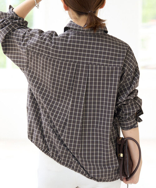 IENA(イエナ)の「オーガニックコットンドロストシャツ(シャツ/ブラウス・レディース・ブラウン/ホワイト/チャコールグレー・FREE)」の6枚目の写真