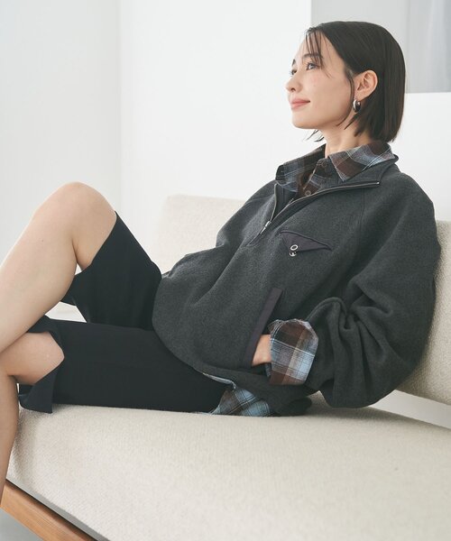Remind me and forever(リマインドミーアンドフォーエバー)の「フリースハーフZIPプルオーバー(その他アウター・レディース・ブラウン/ネイビー/ベージュ/チャコールグレー・FREE)」の19枚目の写真