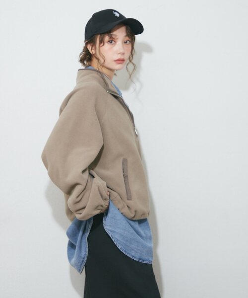 Remind me and forever(リマインドミーアンドフォーエバー)の「フリースハーフZIPプルオーバー(その他アウター・レディース・ブラウン/ネイビー/ベージュ/チャコールグレー・FREE)」の6枚目の写真