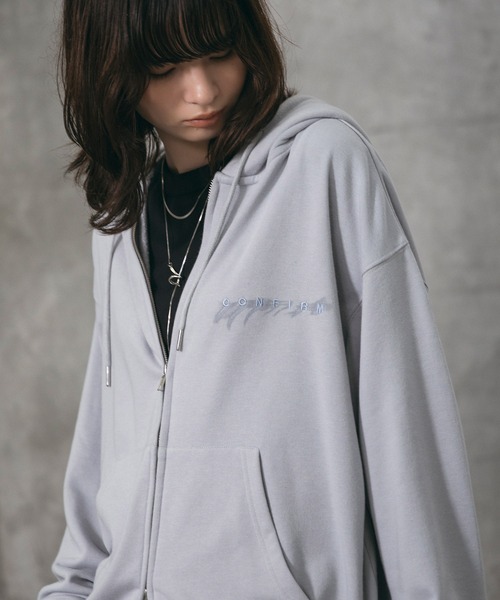 Confirm(コンファーム)の「『Confirm』 Logo Embroidery FullZIP Hoodie / 『Confirm』ロゴ刺繍フルジップパーカー ダブルジップ メンズ レディース ユニセックス(パーカー・メンズ・スカイブルー/チャコールグレー/ブラック・M/L/S)」の6枚目の写真