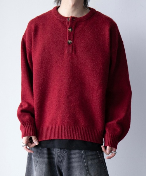 cussil(クシル)の「【cussil/クシル】ハイファンクショナルニット ワイドバルーンスリーブ ルーズヘンリーネックセーター(ニット/セーター・メンズ・ブラック/ワイン/チャコールグレー・S/L/M)」の13枚目の写真