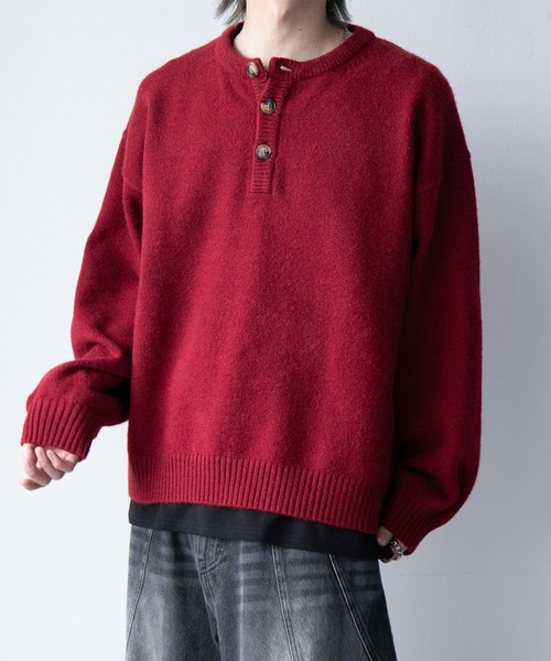 cussil(クシル)の「【cussil/クシル】ハイファンクショナルニット ワイドバルーンスリーブ ルーズヘンリーネックセーター(ニット/セーター・メンズ・ブラック/ワイン/チャコールグレー・S/L/M)」の16枚目の写真