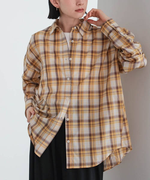 for/c(フォーシー)の「キュプラ混エアリーチェックシャツ【サスティナブル】(シャツ/ブラウス・レディース・ブラック/ブラウン・M/L/LL)」の12枚目の写真