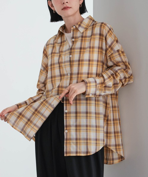 for/c(フォーシー)の「キュプラ混エアリーチェックシャツ【サスティナブル】(シャツ/ブラウス・レディース・ブラック/ブラウン・M/L/LL)」の13枚目の写真