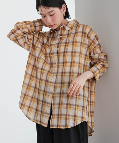 for/c(フォーシー)の「キュプラ混エアリーチェックシャツ【サスティナブル】(シャツ/ブラウス・レディース・ブラック/ブラウン・M/L/LL)」の14枚目の写真