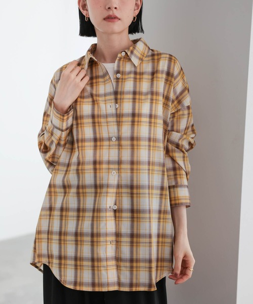 for/c(フォーシー)の「キュプラ混エアリーチェックシャツ【サスティナブル】(シャツ/ブラウス・レディース・ブラック/ブラウン・M/L/LL)」の15枚目の写真