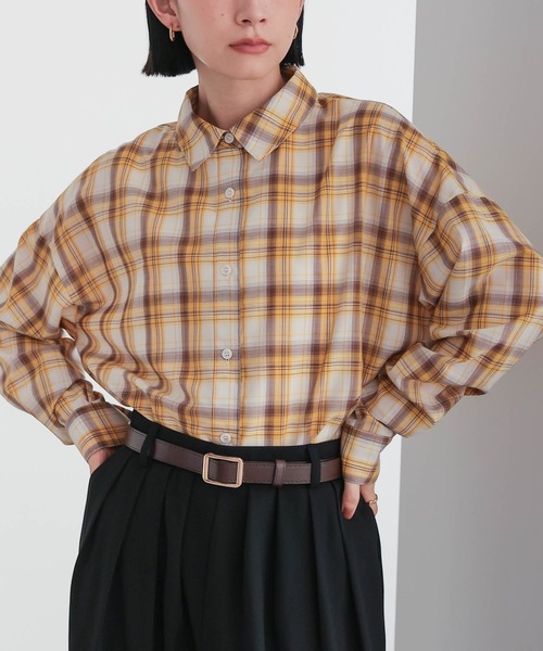 for/c(フォーシー)の「キュプラ混エアリーチェックシャツ【サスティナブル】(シャツ/ブラウス・レディース・ブラック/ブラウン・M/L/LL)」の16枚目の写真