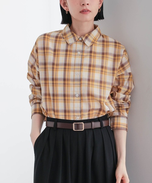 for/c(フォーシー)の「キュプラ混エアリーチェックシャツ【サスティナブル】(シャツ/ブラウス・レディース・ブラック/ブラウン・M/L/LL)」の11枚目の写真