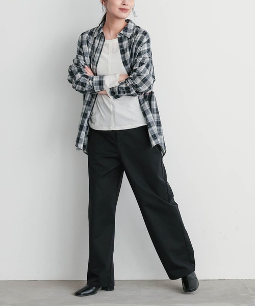 for/c(フォーシー)の「キュプラ混エアリーチェックシャツ【サスティナブル】(シャツ/ブラウス・レディース・ブラック/ブラウン・M/L/LL)」の19枚目の写真