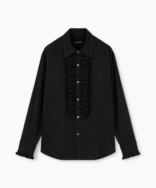 LAD MUSICIAN(ラッドミュージシャン)の「KHADI CALICO FRILL SHIRT(シャツ/ブラウス・メンズ・ブラック/ホワイト・42/46/44)」の1枚目の写真
