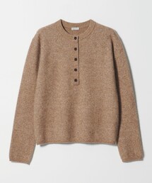 <Steven Alan>ウール ナイロン キャメル ミックス ヘンリーネック ニット