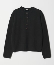 <Steven Alan>ウール ナイロン キャメル ミックス ヘンリーネック ニット