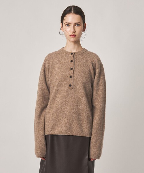 Steven Alan（スティーブンアラン）の「＜Steven Alan＞ウール ナイロン キャメル ミックス ヘンリーネック ニット（ニット/セーター・レディース・ブラック/ブラウン・FREE）」の4枚目の写真