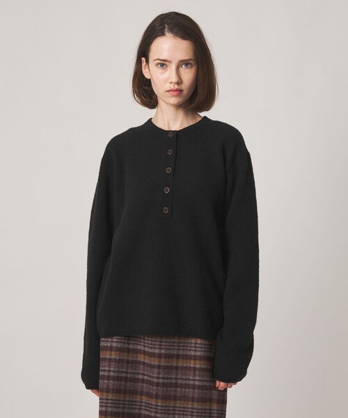 Steven Alan（スティーブンアラン）の「＜Steven Alan＞ウール ナイロン キャメル ミックス ヘンリーネック ニット（ニット/セーター・レディース・ブラック/ブラウン・FREE）」の17枚目の写真