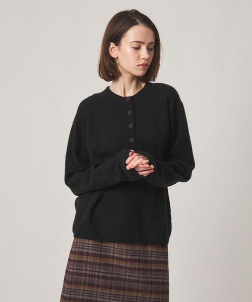 Steven Alan（スティーブンアラン）の「＜Steven Alan＞ウール ナイロン キャメル ミックス ヘンリーネック ニット（ニット/セーター・レディース・ブラック/ブラウン・FREE）」の11枚目の写真