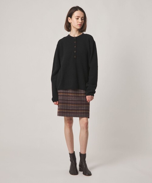 Steven Alan（スティーブンアラン）の「＜Steven Alan＞ウール ナイロン キャメル ミックス ヘンリーネック ニット（ニット/セーター・レディース・ブラック/ブラウン・FREE）」の12枚目の写真