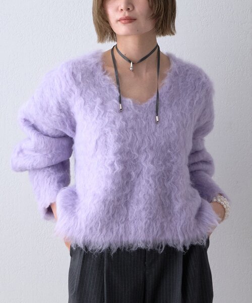 THE PAUSE(ザ ポーズ)の「〈WEB限定〉【THE PAUSE】シャギーVネックプルオーバー(ニット/セーター・レディース・グレー/パープル/ブラック・FREE)」の1枚目の写真