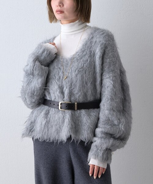 THE PAUSE(ザ ポーズ)の「〈WEB限定〉【THE PAUSE】シャギーVネックプルオーバー(ニット/セーター・レディース・グレー/パープル/ブラック・FREE)」の3枚目の写真