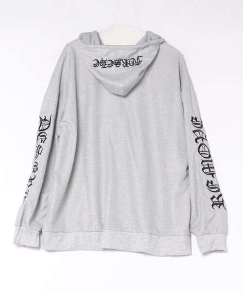 MASHIRO(マシロ)の「Y2Kポイント刺繍ワッフルジップフーディービッグパーカー(MA/EK173)(パーカー・レディース・グレー・FREE)」の11枚目の写真
