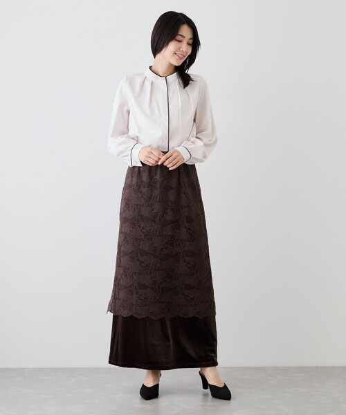 Jayro（ジャイロ）の「花柄レース×ベロアロングスカート（スカート・レディース・ブラック系その他/オフホワイト/ブラウン系その他・M）」の19枚目の写真