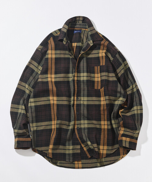 NAUTICA(ノーティカ)の「NAUTICA/ノーティカ リラックスフィット ヘビーフランネル チェックシャツ(シャツ/ブラウス・メンズ・グリーン/チャコールグレー/オリーブ・LARGE/X-LARGE/MEDIUM)」の2枚目の写真