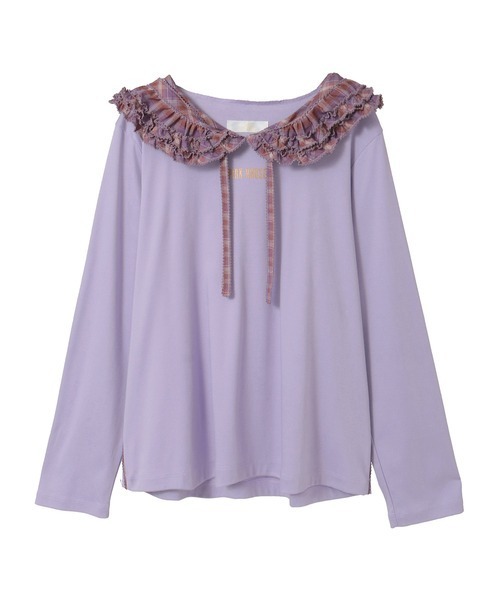 【高級】PINK HOUSE ピンクハウス カットソー 半袖 フリル パープル PINK HOUSE｜ピンクハウスのTシャツ/カットソー（パープル/紫色系