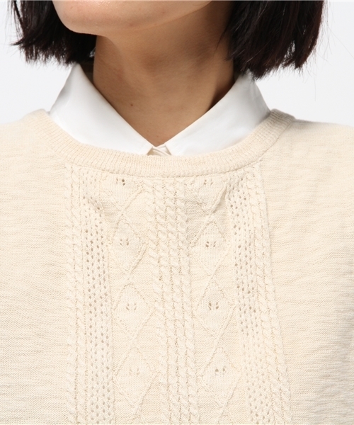 LBC(エルビーシー)の「コットンリネンスラブ後ろ開きベスト(ベスト・レディース・オリーブ/オフホワイト/ネイビー・MEDIUM)」の8枚目の写真