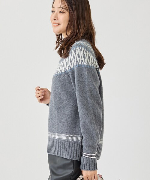 INDIVI(インディヴィ)の「【カシミヤ混/ふんわり】煌めきジャカード柄ニット(ニット/セーター・レディース・アイボリー系4/グレー系4/ダークブラウン系4・38/34/13/05)」の9枚目の写真