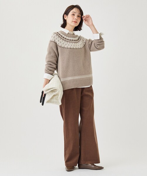 INDIVI(インディヴィ)の「【カシミヤ混/ふんわり】煌めきジャカード柄ニット(ニット/セーター・レディース・アイボリー系4/グレー系4/ダークブラウン系4・38/34/13/05)」の14枚目の写真