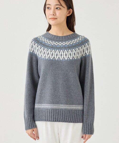 INDIVI(インディヴィ)の「【カシミヤ混/ふんわり】煌めきジャカード柄ニット(ニット/セーター・レディース・アイボリー系4/グレー系4/ダークブラウン系4・38/34/13/05)」の17枚目の写真