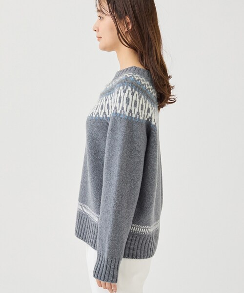 INDIVI(インディヴィ)の「【カシミヤ混/ふんわり】煌めきジャカード柄ニット(ニット/セーター・レディース・アイボリー系4/グレー系4/ダークブラウン系4・38/34/13/05)」の18枚目の写真