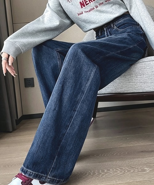 Miniministore(ミニミニストア)の「ハイウエストデニムパンツ ジーンズ 美脚(デニムパンツ・レディース・インディゴブルー/アイボリー・L/S/XL/M)」の10枚目の写真