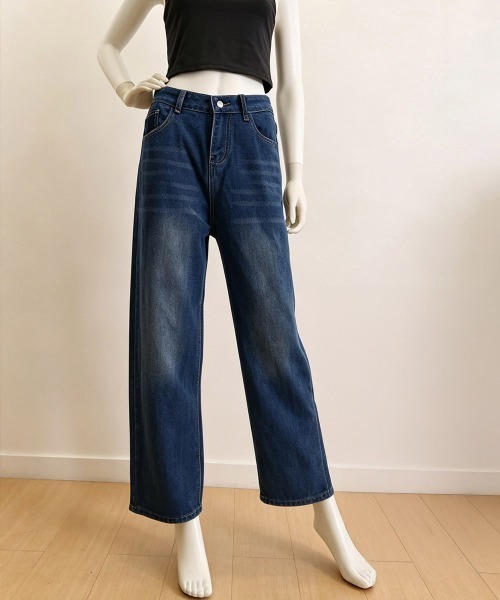 Miniministore(ミニミニストア)の「ハイウエストデニムパンツ ジーンズ 美脚(デニムパンツ・レディース・インディゴブルー/アイボリー・L/S/XL/M)」の12枚目の写真