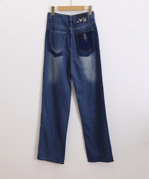 Miniministore(ミニミニストア)の「ハイウエストデニムパンツ ジーンズ 美脚(デニムパンツ・レディース・インディゴブルー/アイボリー・L/S/XL/M)」の16枚目の写真