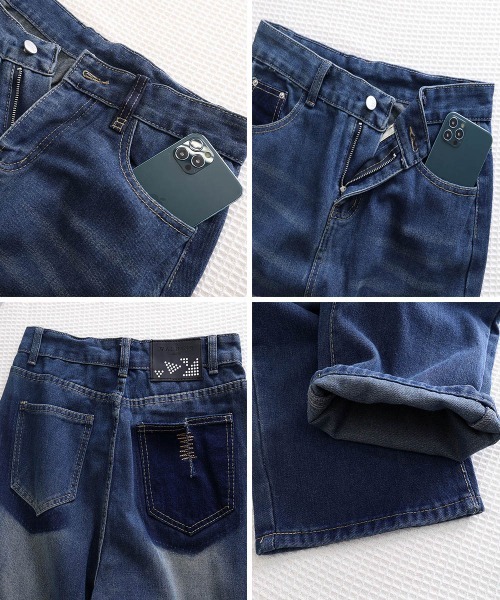 Miniministore(ミニミニストア)の「ハイウエストデニムパンツ ジーンズ 美脚(デニムパンツ・レディース・インディゴブルー/アイボリー・L/S/XL/M)」の17枚目の写真