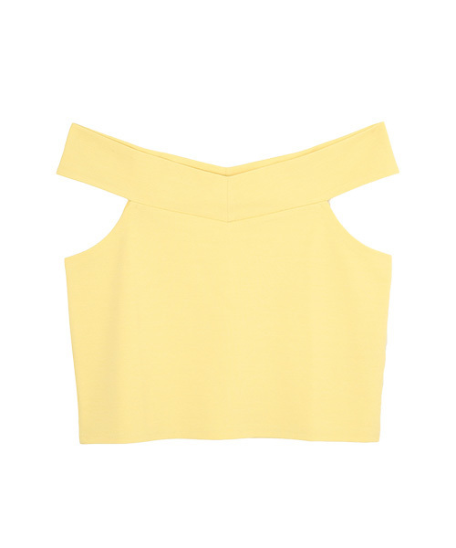 Luz Llena (philter)（ラズレナ　フィルター）の「[もっちり柔らかポンチ素材]オフショルダートップス（Tシャツ/カットソー・レディース・ネイビー/イエロー/ブラック/オフホワイト/ブルー/ピンク/レッド・LARGE/MEDIUM）」の6枚目の写真