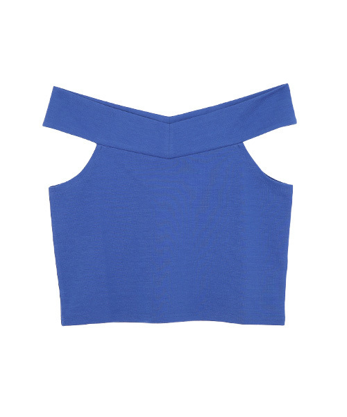 Luz Llena (philter)（ラズレナ　フィルター）の「[もっちり柔らかポンチ素材]オフショルダートップス（Tシャツ/カットソー・レディース・ネイビー/イエロー/ブラック/オフホワイト/ブルー/ピンク/レッド・LARGE/MEDIUM）」の5枚目の写真