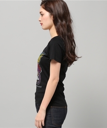HYSTERIC 長袖カットソー ネイビー バタフライデザイン BUTTERFLY WOMAN HEAD柄 ショート丈プルオーバー|HYSTERIC